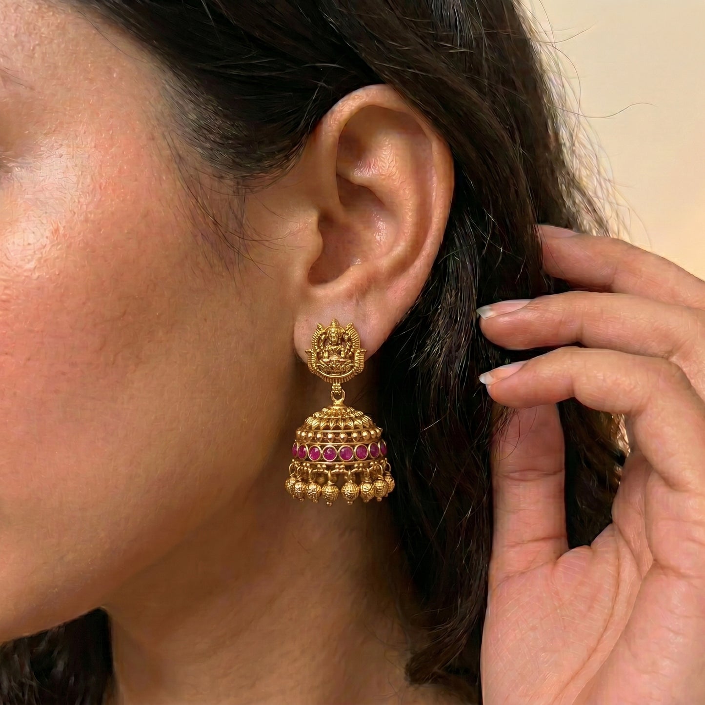 41244 Matte Laxmi Jhumki Red