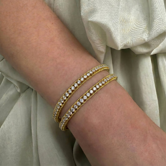 41250 CZ Stone Baby Bangles 2Pc