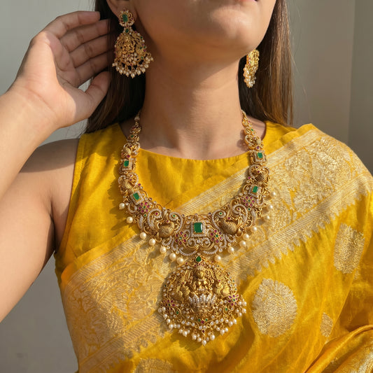 41383 Nakshi Laxmi Peacock Short Necklace