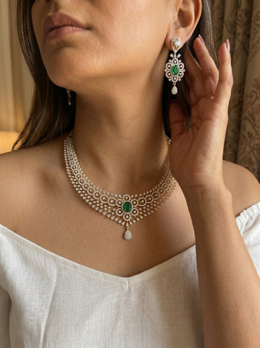41742 GJ AD Emerald Short Necklace
