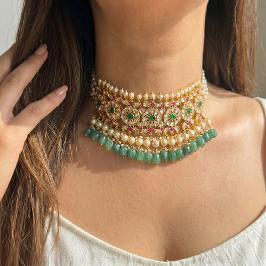 41746 Jadau Full White Broad Choker