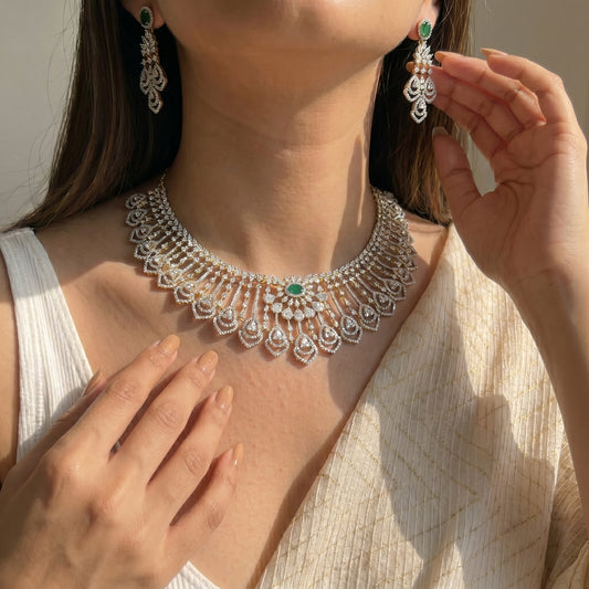 41782 GJ Fancy Necklace Set Green