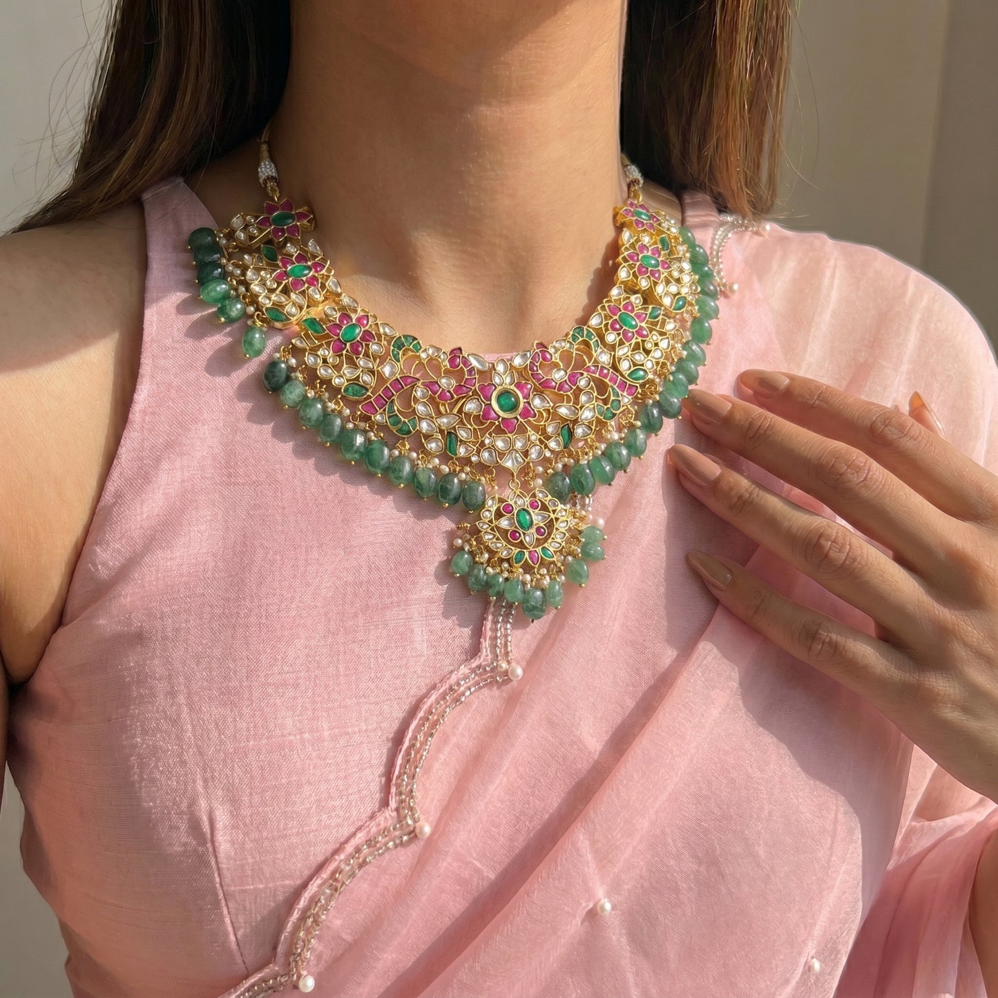 41864 Jadau Necklace Peacock