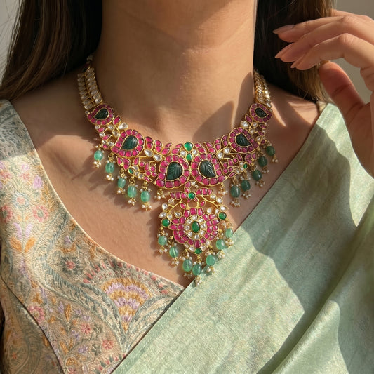 41896 Jadau mango short necklace