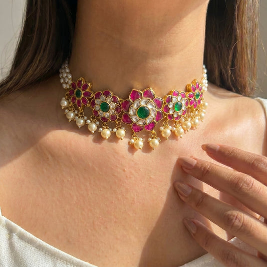 41900 Jadau flower pattern choker