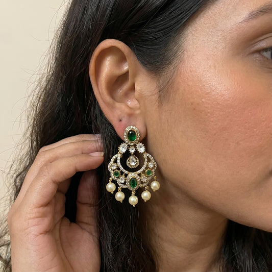 Moissanite Green Chandbali