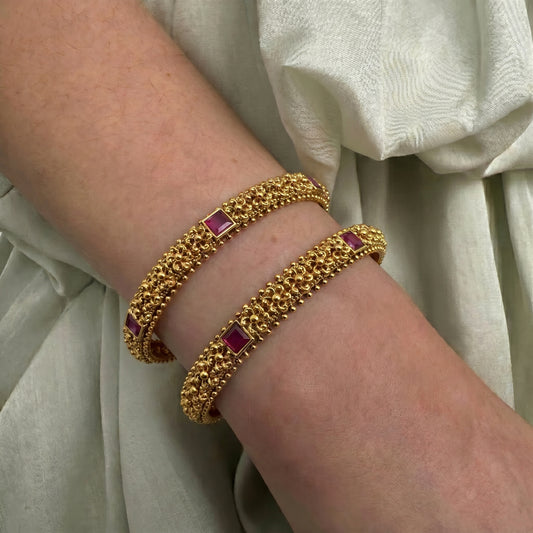 Nakshi Ruby Stone Bangles