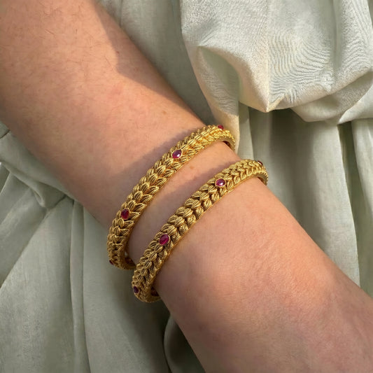 Nakshi Ruby Stone Bangles