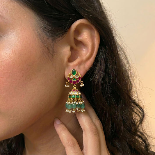 Jadau Jhumki Screw Back