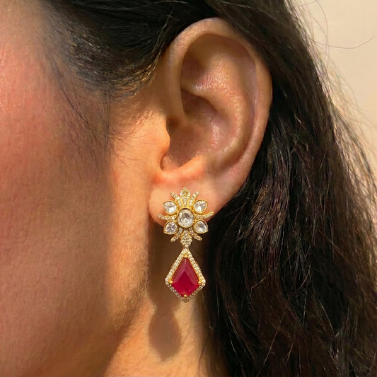 Moissanite Red Earrings
