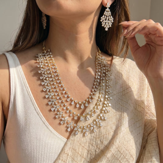 GJ 3 Layers White Necklace