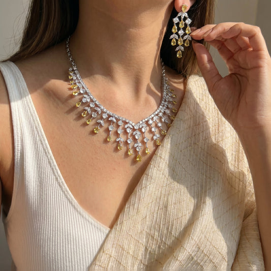 Platinum Yellow Short Necklace