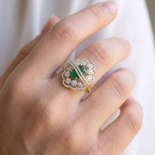 42253 GJ Green Finger Ring