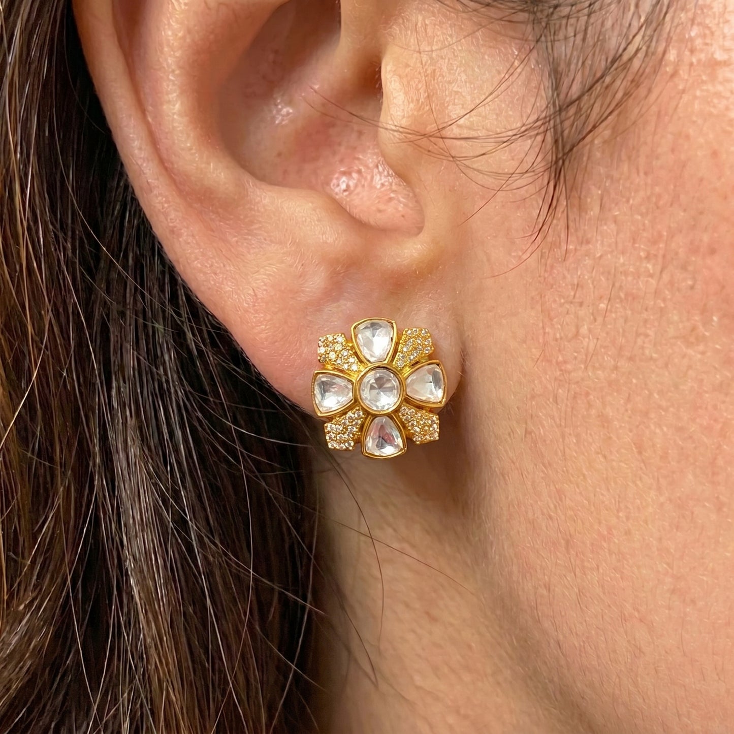 42334 Moissanite Studs Full White Screw Back
