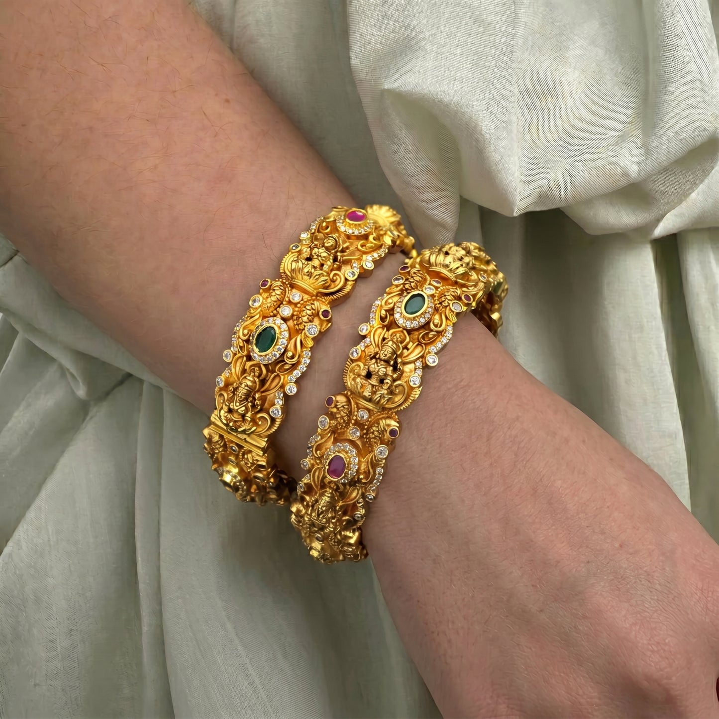 42338 Nakshi Bangles Multi Oval  Openable