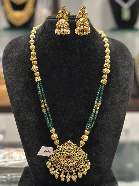 37981 Onex beads mala with jhumki