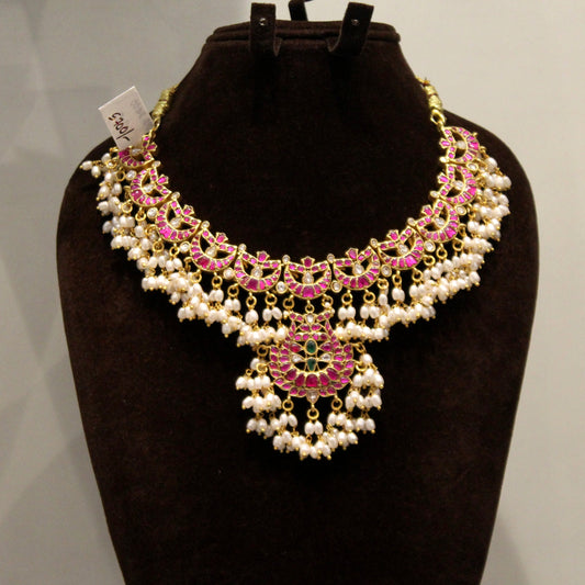 34000 Jadau necklace with rice pearls