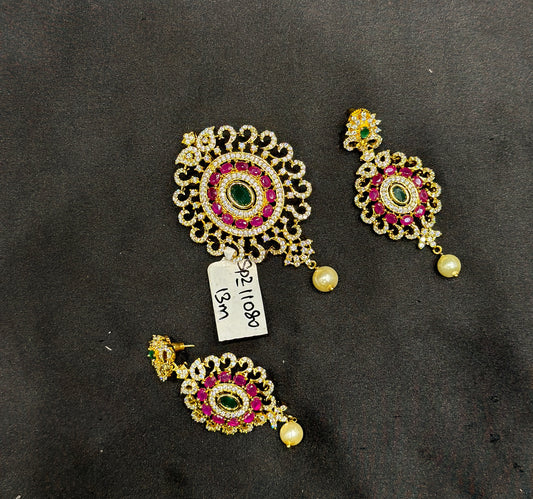 11080 Cz stones multicolor pendant set