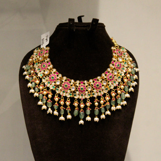 33998 Jadau necklace with russian beads