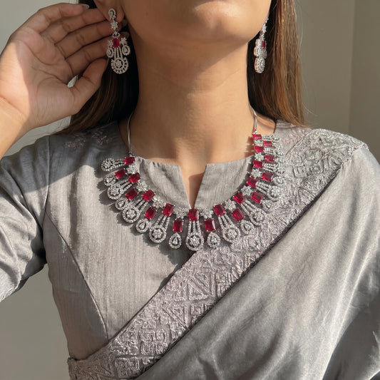 806 Platinum AD Necklace Set