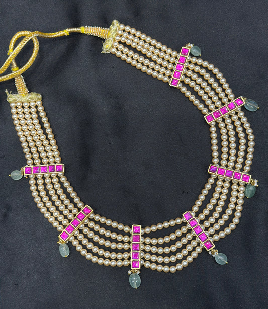 37580 Swaroski pearl jadau necklace