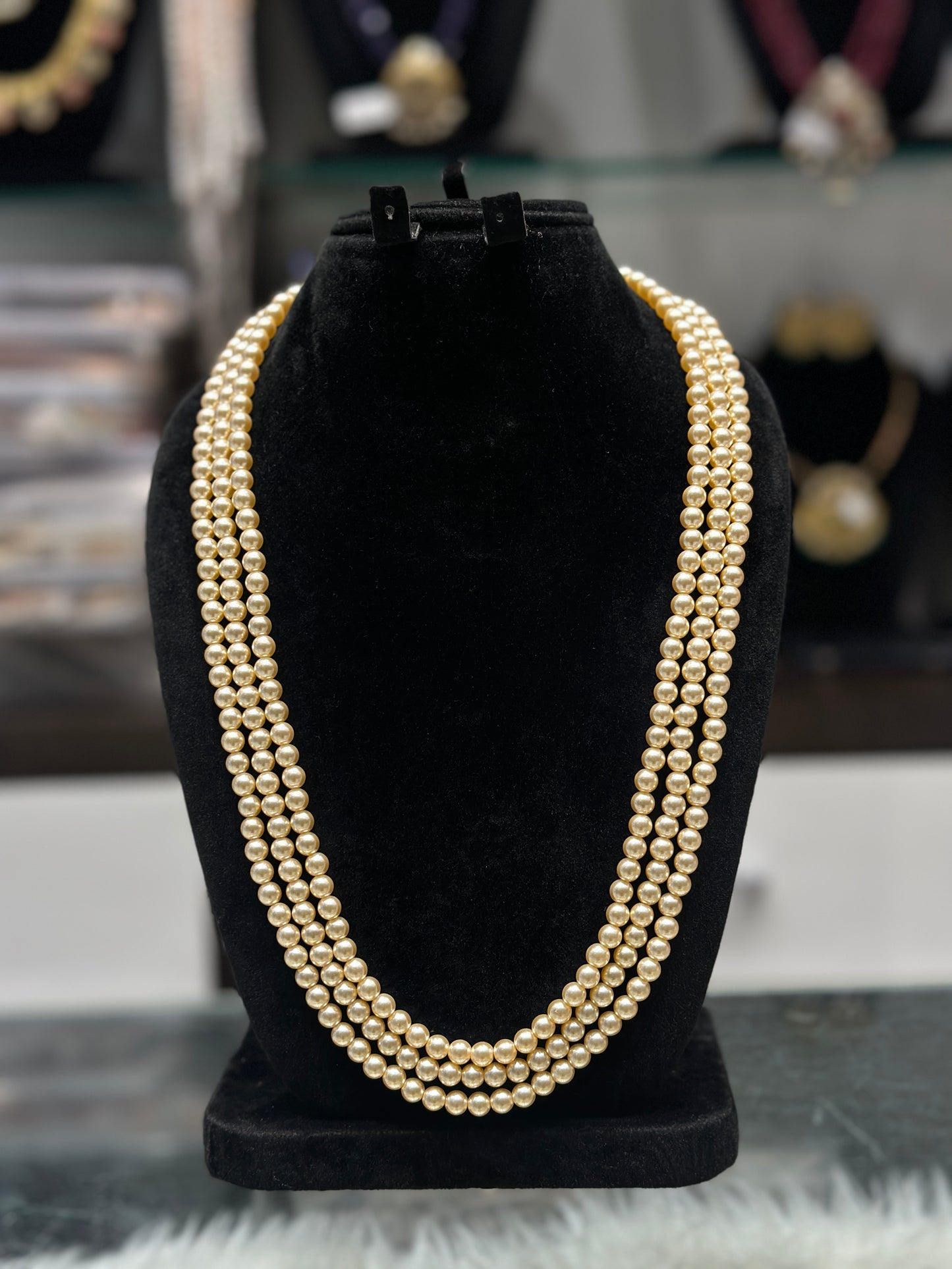 Swaroski pearl mala 3 line