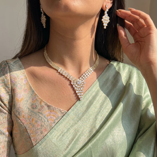 9674 GP UnCut Stone Necklace Set