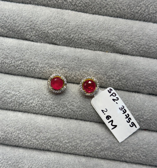 37755 Diamond round studs ruby