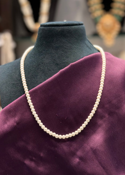 Single line white pearl mala