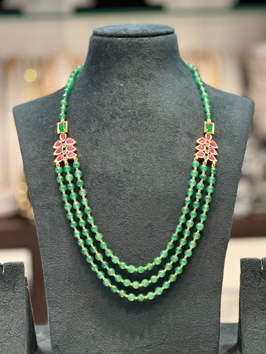 31004 Green round beads mala