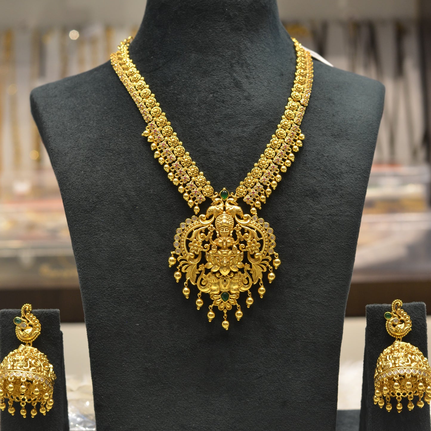 Matte Laxmi Short Necklace with gold balls