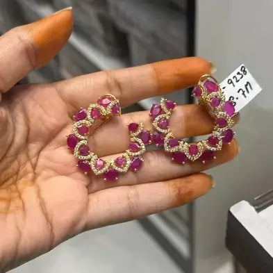 9238 Gold polish flower earring