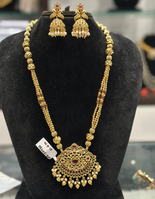 37982 Gold balls mala with jhumki