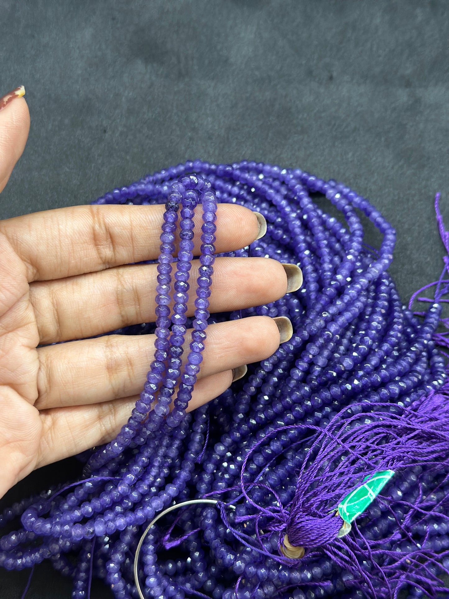 Purple onex beads per line