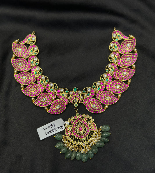 Jadau peacock necklace 33201