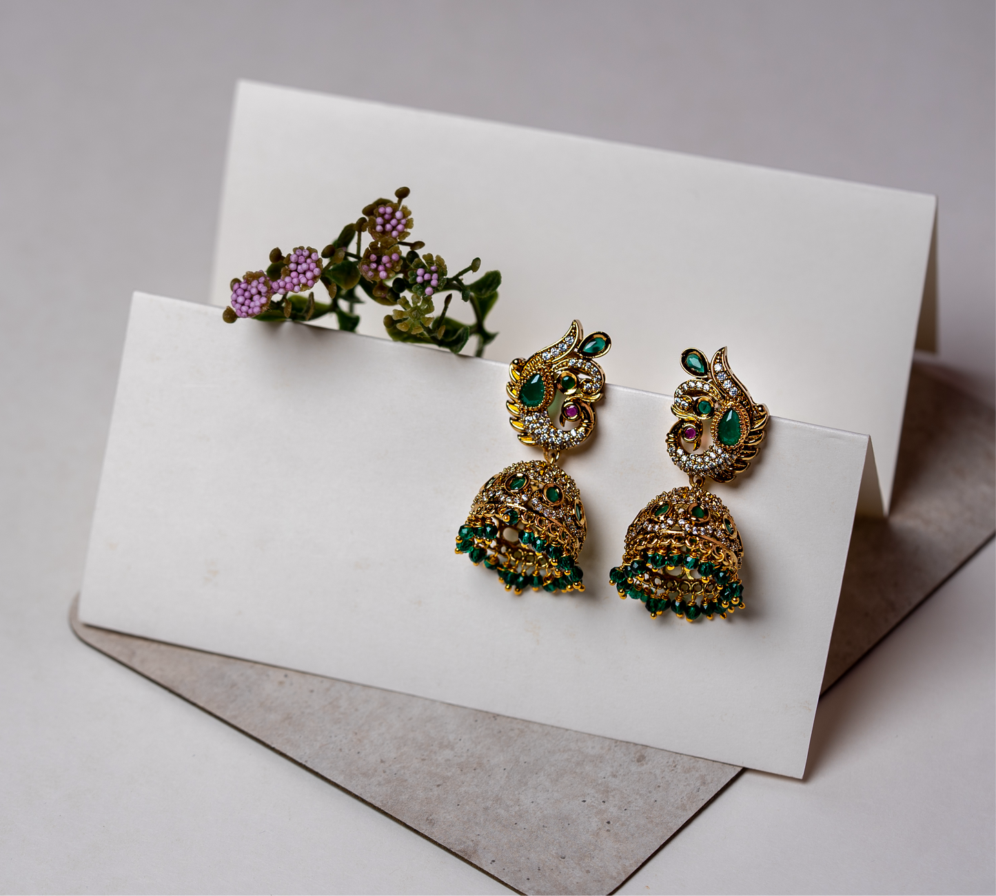 Victorian peacock jhumki 32773