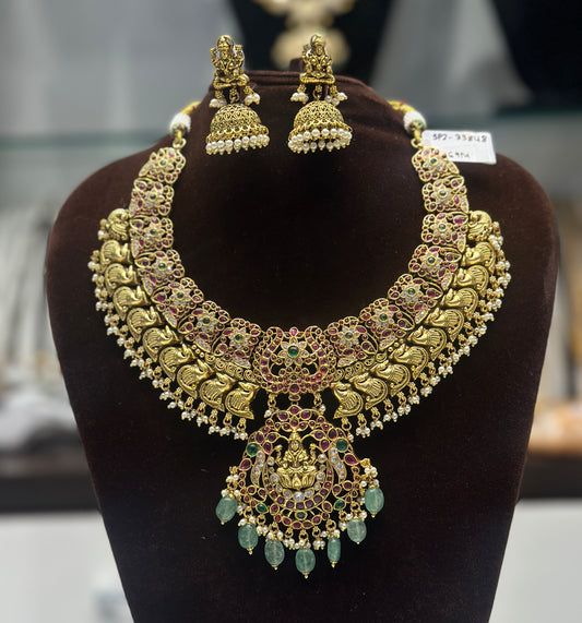 33848 Laxmi pota stone necklace