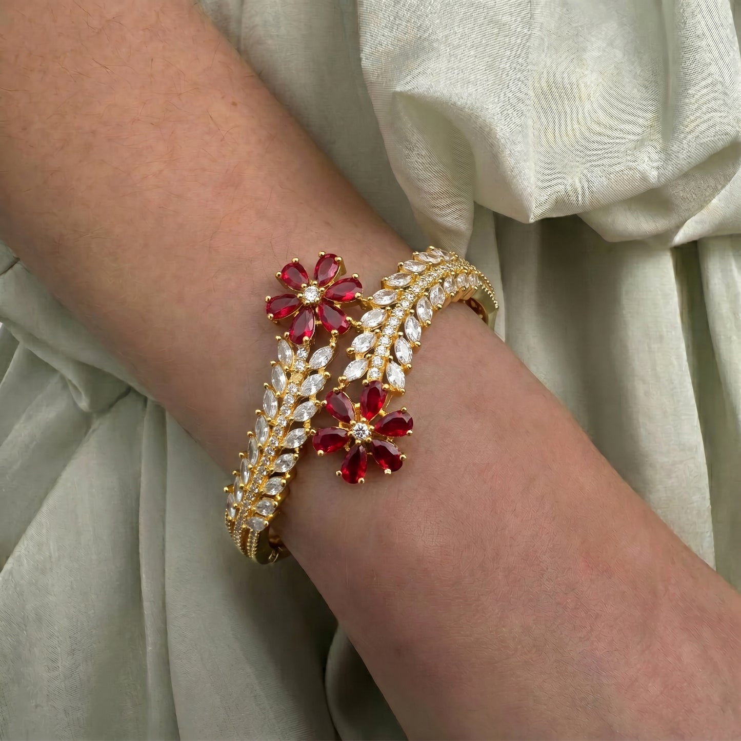 CZ red stone bracelet