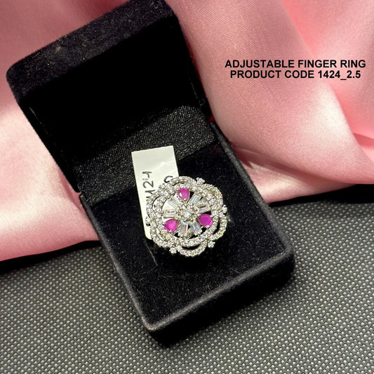 Pink stone Adjustable Finger ring 1424