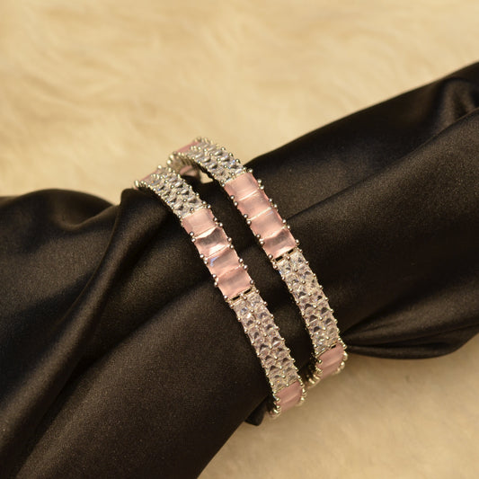 12895 Platinum mint pink bangles 12895