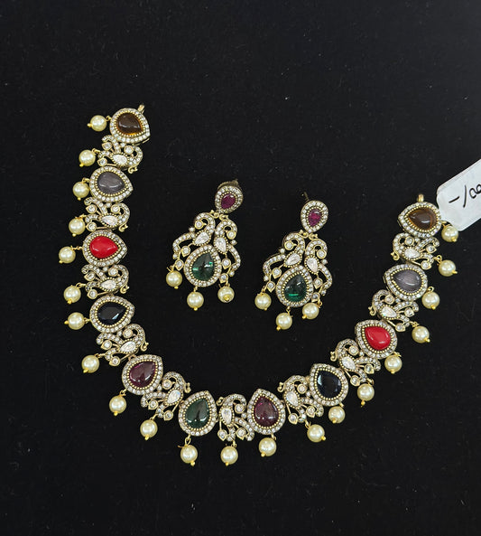 37235 Victorian navratna necklace