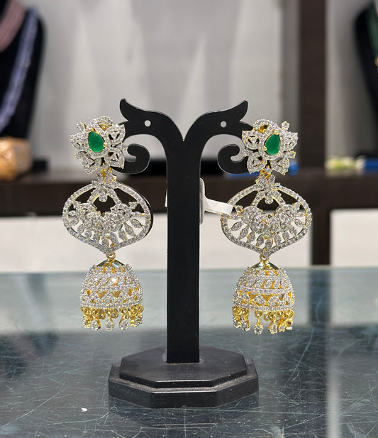 33887 Screwback Diamond look jhumki 3 in 1