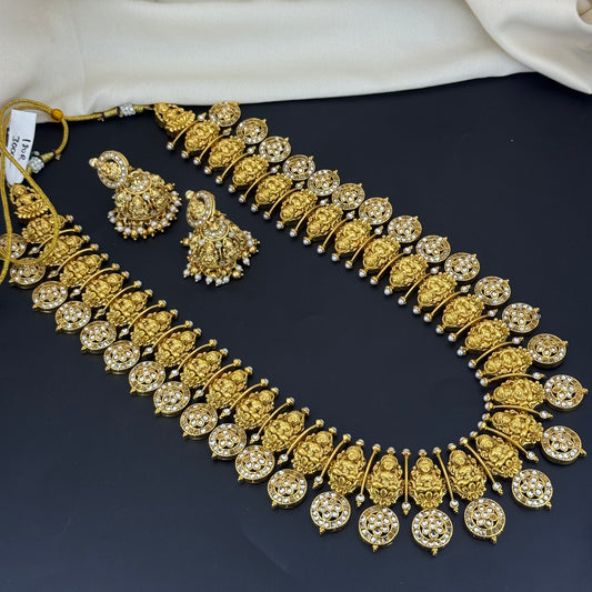 Lakshmi Long Bottumala with White Kundan Stones 43175