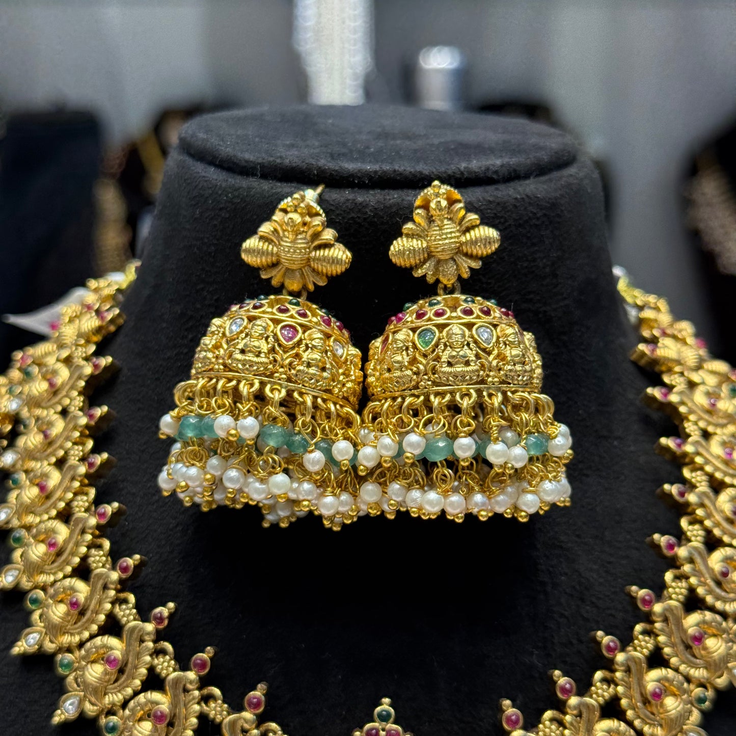 40297/40296 Nakshi Bridal Combo with big butta earrings