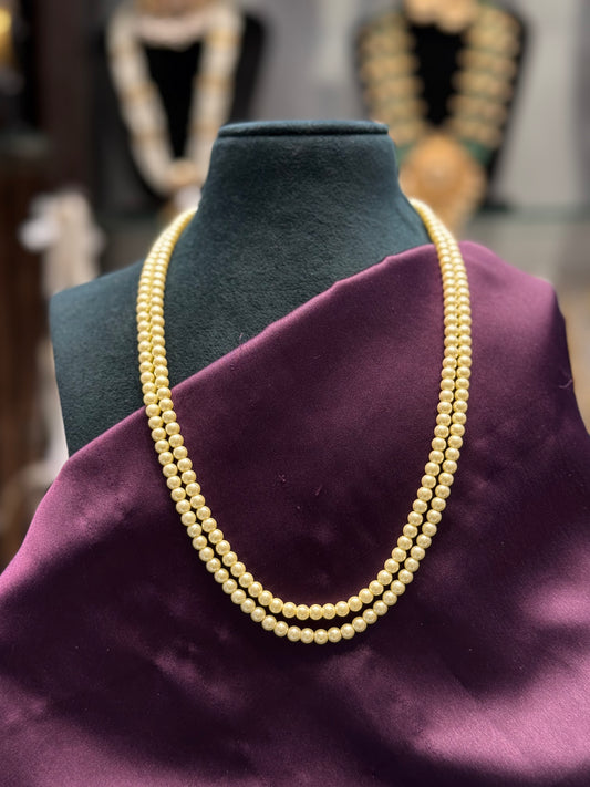 Off white 2line pearl Mala