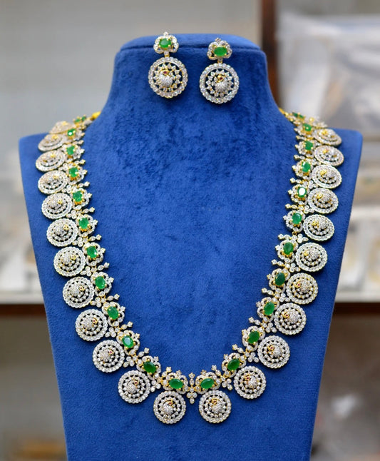 41380 Peacock diamond replica bottumala with screw back earrings!!