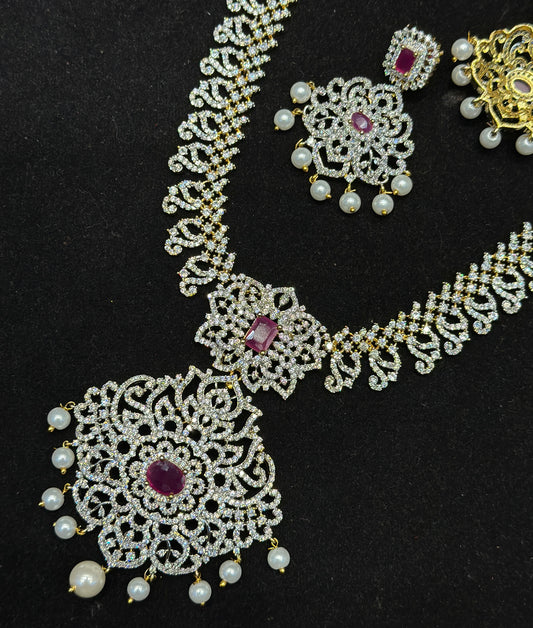 336 Diamond look ruby necklace