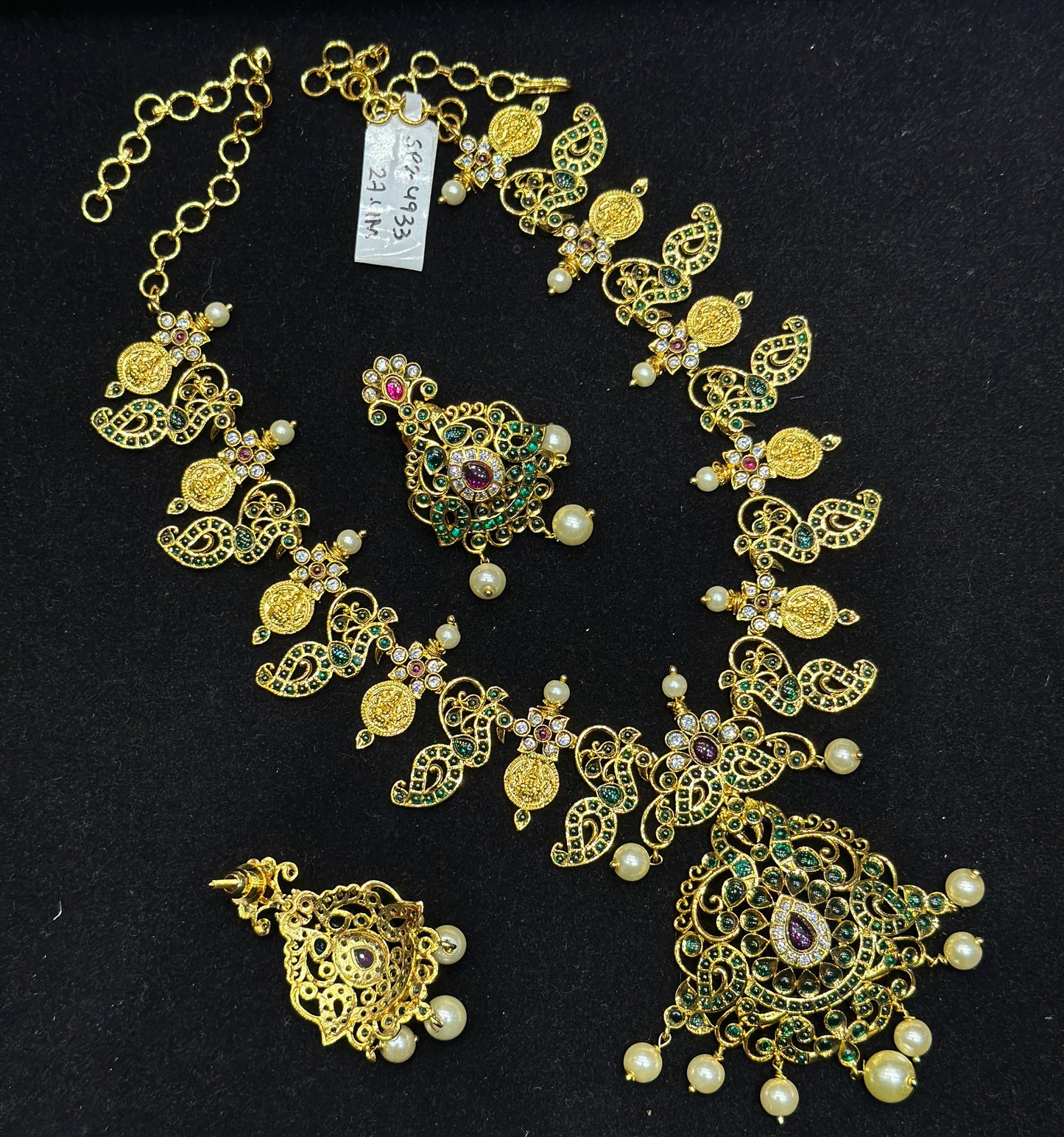 4933 Pota stone necklace with screwback earring