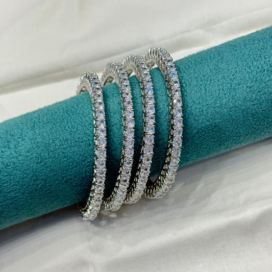 39103 Platinum single stones 4 pcs bangles