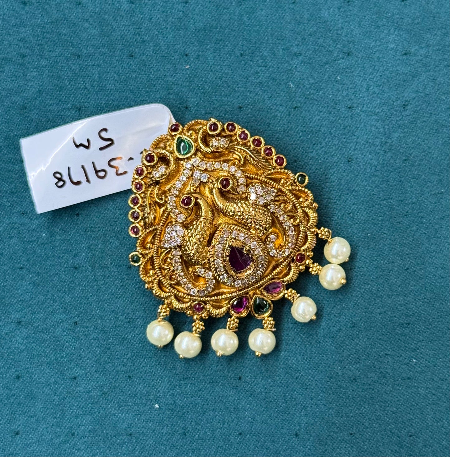 39178 premium polish Nakshi double peacock Locket